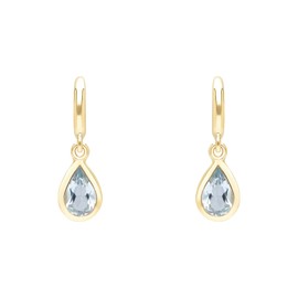 Ivy Gems 9ct Yellow Gold Half Hoop Blue Topaz Drop Earrings