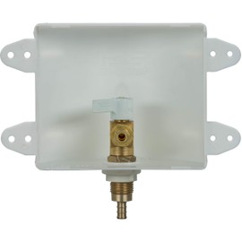 Water-Tite 87954 Square Ice Maker Outlet Box - Quarter-Turn Brass Valve, 3/8-Inch ASTM F1807 Connection, White Plastic