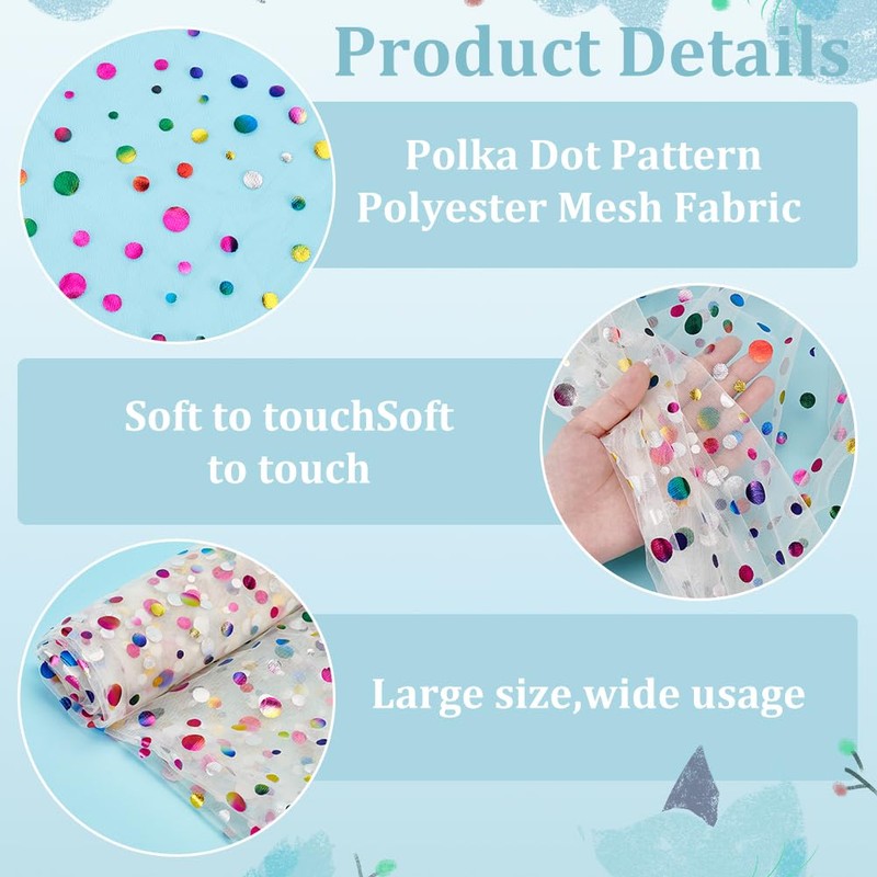 FINGERINSPIRE Glittering Tulle Fabric with Dots, 2 x 1.6 m