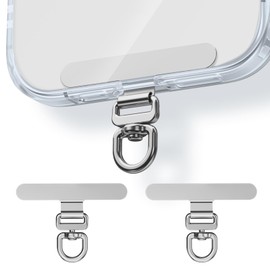 Strap Holder, 2 x Smartphone Straps, Ultra Thin 0.07 inches (0.18 mm), 360° Rotation, Reinforced Suballoy Clip, Load Capacity 22.0 lbs (10 kg), Fall Prevention, Stainless Steel, Compatible with All