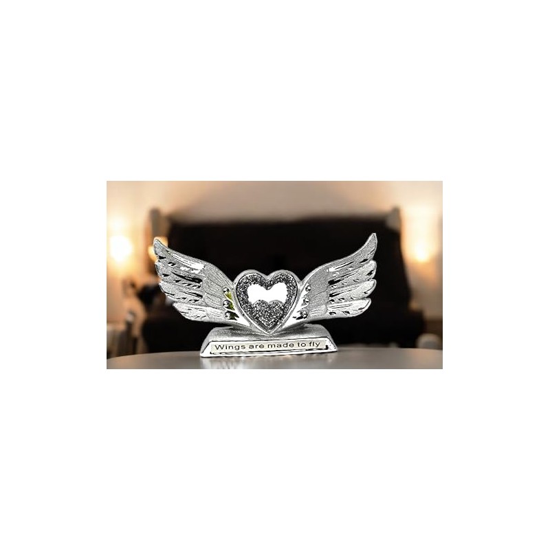 Crushed Diamond Angel Wings with Shelf Sitter Ornament Decorative Sculpture