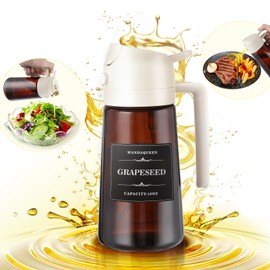 WandaQueen 2 in 1 Olive Oil Dispenser and Oil Sprayer, 16oz Olive Oil Dispenser for Kitchen, 470ml Oil Sprayer for Cooking, Olive Oil Dispenser Bottle with Stickers, Upgraded Brown