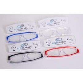 FOLDANDREADS - Flexible & Compact Reading Glasses | Block Harmful Blue Light | Reduce Eye Fatigue | Unisex Blue Light Glasses (Trans, 2, x)
