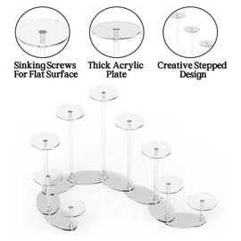 Fowecry 9 Tier Transformable Acrylic Display Stand Mini Figures Collectibles Organizer Holder Round Acrylic Cupcake Stand Cupcakes Makeup Jewelry Display