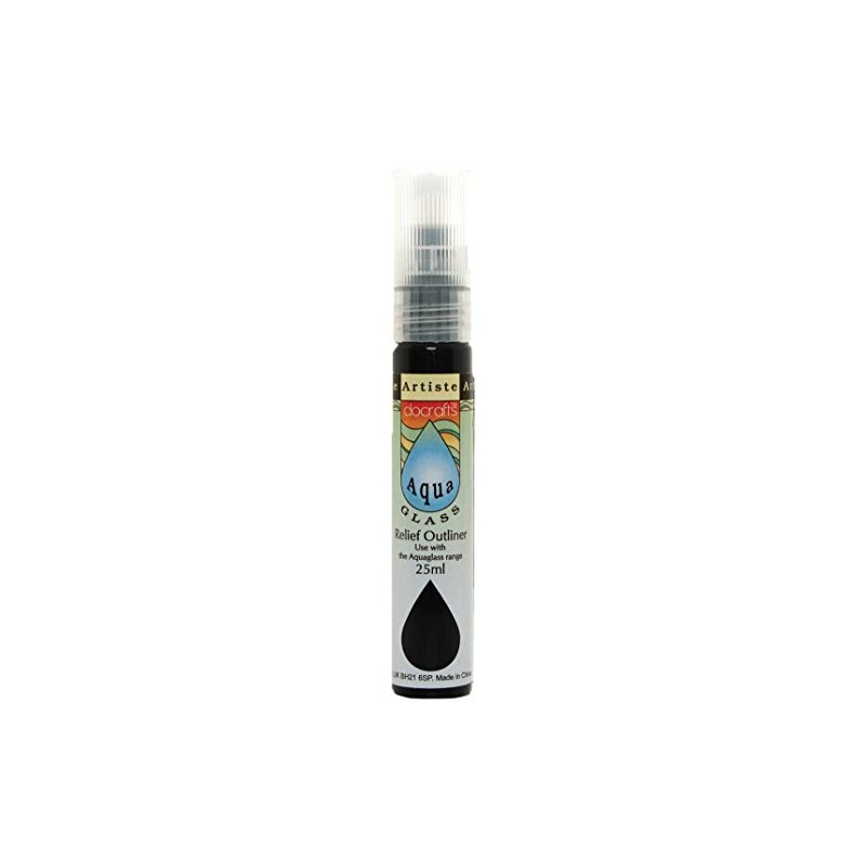 Artiste 25 ml Aquaglass Relief Outliner, Black