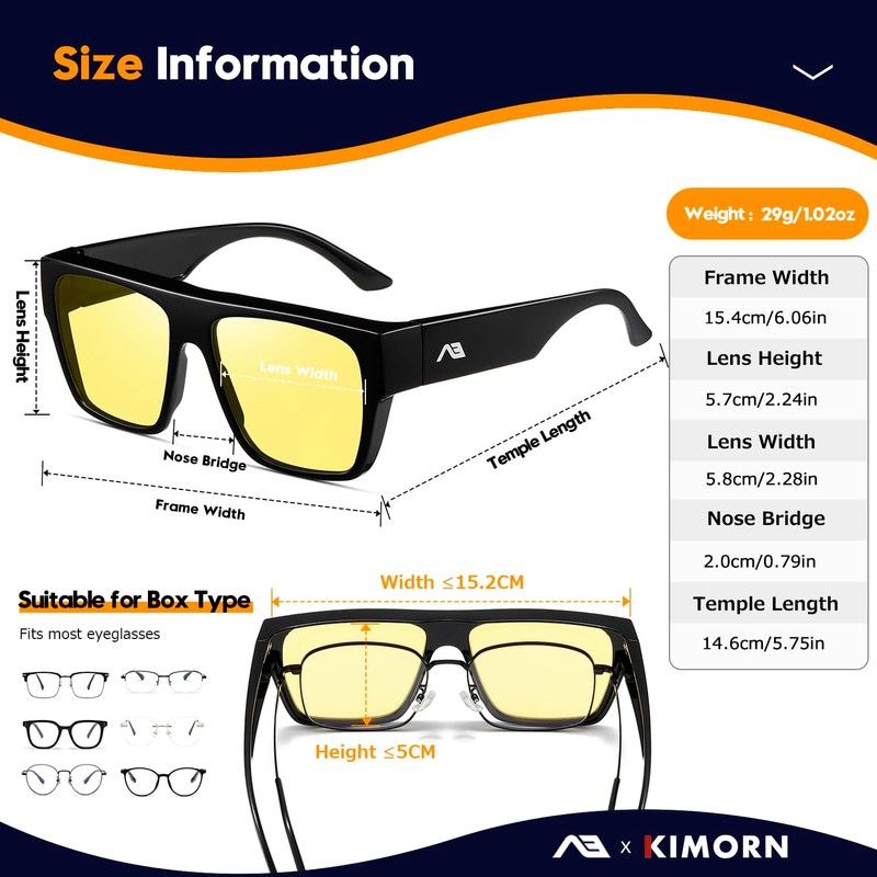 Gafas de Sol Polarizadas Oversize UV400 Kimorn para Hombres y