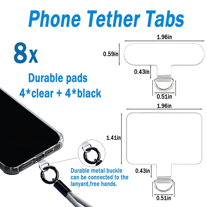 Molibest 8 Pack Phone Tether Tab, Universal TPU Phone Lanyard