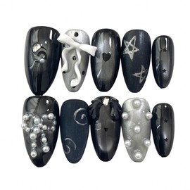 Gothic Mu Handmade Nail Tips - Petit Almond (Short Almond) / 고딕뮤 수제네일팁 - 쁘띠 아몬드(숏아몬드)