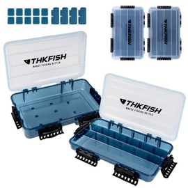 THKFISH Fishing Tackle Box 3700 Tackle Tray Floating Fishing Lure Box Storage Organizer Small Plastic Box with Adjustable Dividers,Sun-Proof 3700S-3700L-2PCS