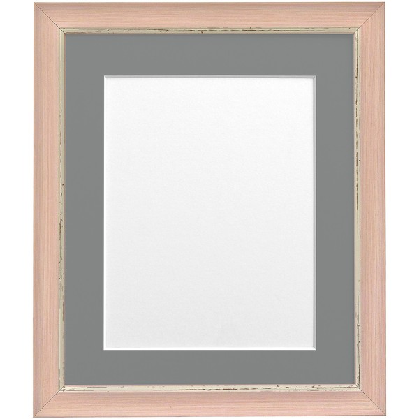 FRAMES BY POST Nordic Distressed Pink Photo Frame with Dark Grey Mount 30x30cm Pic Size 8"x8\
