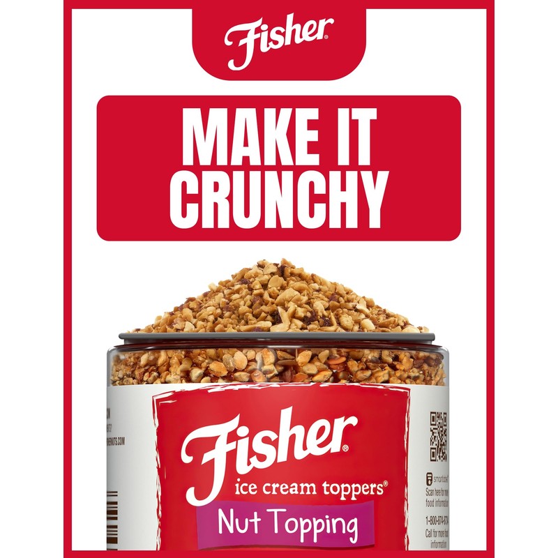 Fisher Mixed Nuts Ice Cream Topping, 5 oz, Peanuts, Almonds,