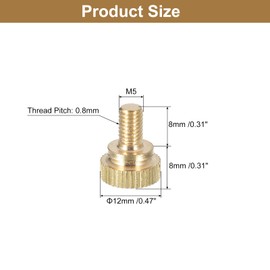 uxcell M5x8mm Knurled Thumb Screws, 6pcs Brass Knurled Thumb Screws Bolts with Shoulder Grip Knobs Fasteners, Brass Tone