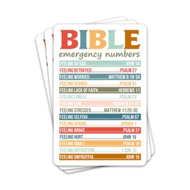 3PCs Bible Emergency Numbers Sticker Inspirational Christian Bible Verse Sticker Religious Faith Waterproof Vinyl Stickers for Laptop Water Bottle Journal Scripture Decals Gifts for Women Men 3"x2"