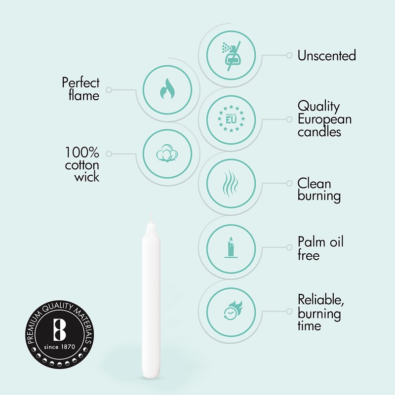 BOLSIUS White Candlesticks - 2 Packs = Total 90 Candles