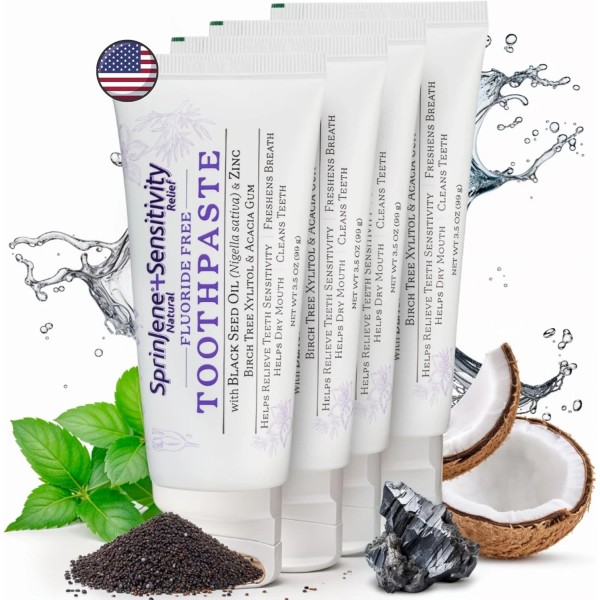 SprinJene Fluoride Free Toothpaste for Sensitive Teeth & Gum Fresh