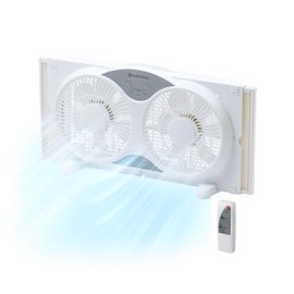 Comfort Zone Twin Window Fan with Remote Control, Removable Cover, Reversible, 9 inch, 3 Speed, 3 Function, Expandable, Exhaust, Airflow 8.40 ft/sec, Ideal for Home, Kitchen, Bedroom & Office, CZ310R