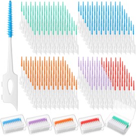 Reallnaive 1200 Pcs Soft Silicone Interdental Brushes Disposable Dental Floss Picks Dental Floss Picks with Storage Case 5 Colors Interdental Brushes for Teeth Cleaning and Gum Health