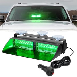 Nilight Green Emergency Strobe Lights Windshield Hazard Warning Safety Flash Light with Suction Cups Super Bright LED Lights for Police Enforcement Firefighters Vehicle Truck