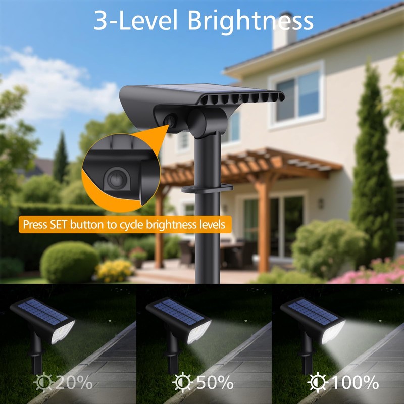 RUIKORING Solar Spot Lights Outdoor Waterproof, 73 LED Landscape Spotlight
