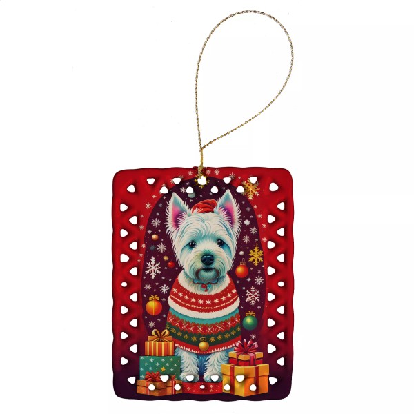 Westie Holiday Christmas Porcelain Ornament DAC3174CO2