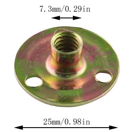 E-outstanding Round Base T-Nut 10PCS Brad Hole Tee Nut Thin Iron Nut Furniture Hardware Accessories 1/4 inch-20