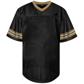 Atonmore Men Blank Plain Football Jersey, Adult Hip Hop Hipster Short Sleeve Mesh Pullover Shirts,Custom Sports Uniforms for Party(ST-Black,XX-Large)