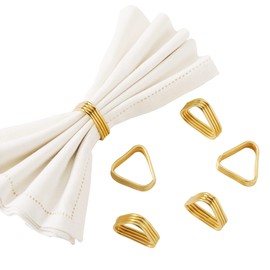 Folkulture Gold Napkin Rings Set of 6, Rustic Metal Napkin Rings for Farmhouse, Thanksgiving Napkin Rings or Cloth Napkins Holders, Boho Napkin Rings for Christmas Table, Golden