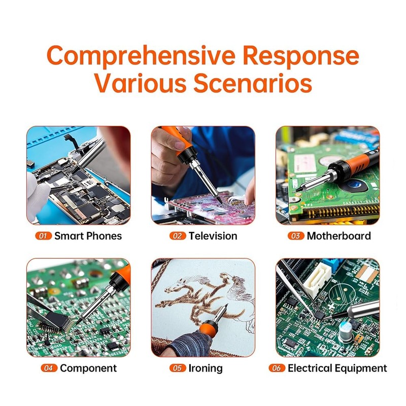 60W Adjustable Temperature Soldering Iron Kit - 9-in-1 With 5