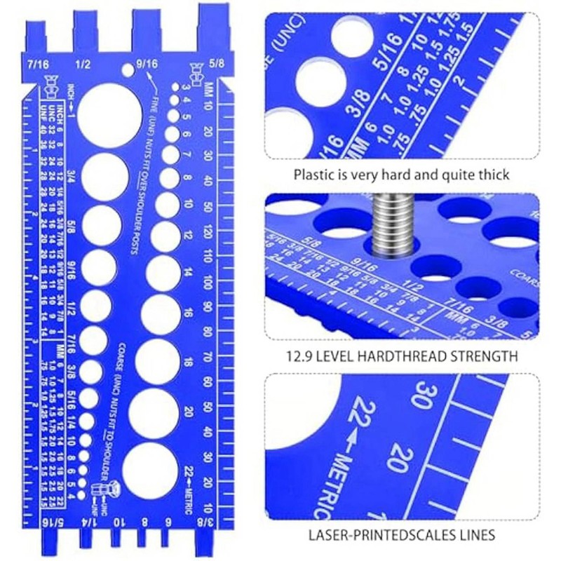 Tsudoku 2Pc Nut Bolt Thread Gauge Checker Bolt Size and