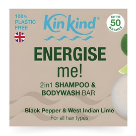 KinKind Mens Shampoo Bar - ENERGISE me! 2 in 1 Solid Shampoo Bar & Wash Bar for Hair, Beard & Body | Mens Soap, Natural Shampoo Bar, Travel Shampoo Bars for Hair UK | Up to 50 Washes - Vegan