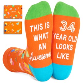 Zmart 34th Birthday Gifts Ideas for Women - Socks for 34 Year Olds, Best Gifts for 34 Year Old Woman Man, 34th Birthday Gifts for Her Him