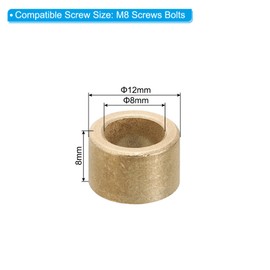 PATIKIL M8 Brass Standoffs, 5 Pieces Metal Spacer Brass 8mm ID x 12mm OD x 8mm L Brass Spacer Screw Stand for 5/16" or M8 Screw