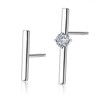 GemShadow Unisex 925 Sterling Silver Cubic Zirconia Asymmetric Stud Earrings