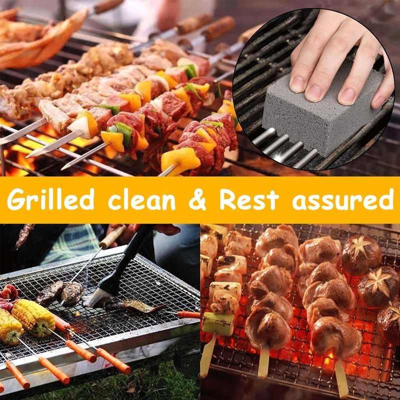 4 Pack Grill Griddle Cleaning Brick Block, Reusable Non-Scratch Pumice