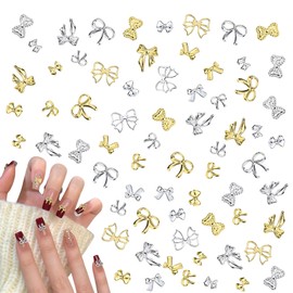 Nail Parts, Ribbon, Set of 300, 3D, 3D, Glitter, Bowknots, Various Types, Large Capacity, Cute, Small, Nail Stone, Decorative Parts, Nail Art Parts, Silver, Gold, Metal, Jewelry Parts, Alloy,