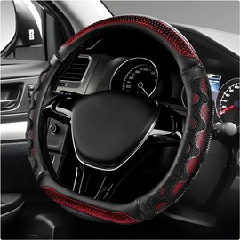 Funda para Volante de Coche, Protector de Volante Antideslizante 3D de Nido de Miel Transpirable, Funda Protectora Deportiva en Forma de D Compatible con Volantes de 36.8-38 cm, Accesorios