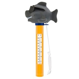 Pool Thermometer Floating, Easy to Read Water Temperature Thermometer, Swimming Pool Thermometer, Pool Thermometer with String, Shatterproof, Suitable for Swimming Pool, Tubs (Shark Grey)