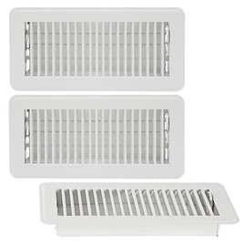 3 Pack Air Vent Register, Floor Vent Covers 4x10 with Damper for HVAC Systems with 9.5 x 3.5 in Opening (White)
