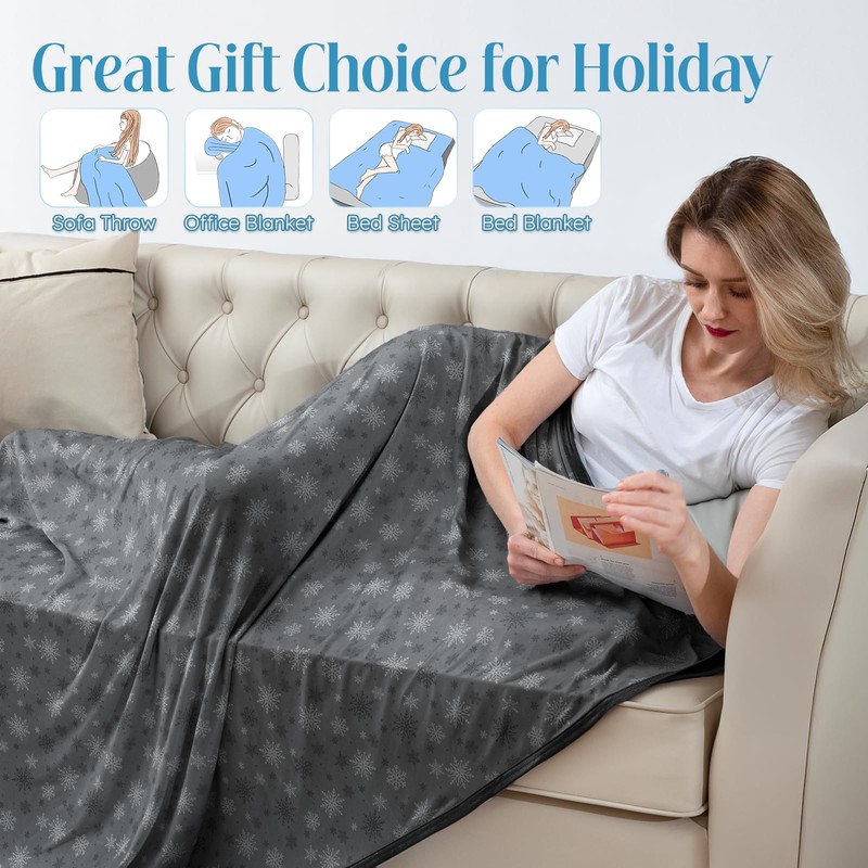 OIGAE Cooling Blanket with Double Sided Cold Effect Bed Throw