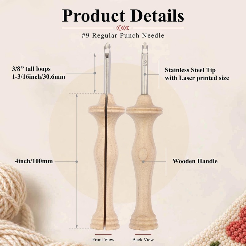 Oxford Punch Needle Regular Natural Wood 10mm - 1pc