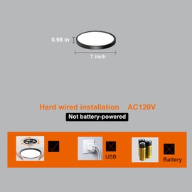 ZSYUBO 7 Inch Motion Activated Closet Light, Flush Mount Light Fixture, Motion Sensor Ceiling Light Wired for Hallway Porch Laundry Garage Basement, 3000k/4000k/6000k Black