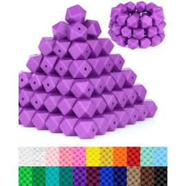 FIVEIZERO FIVEIZERO 90PCS Hexagon Silicone Beads Kit - 14mm Silicone Beads for Keychain, Lanyard, Craft Projects - Premium DIY Kit (Light Purple)