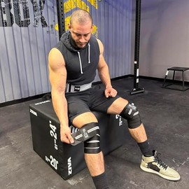Par de vendas para rodilla, wraps para gimnasio, apoyo para levantamiento de peso, ideales para gimnasio (Gris)