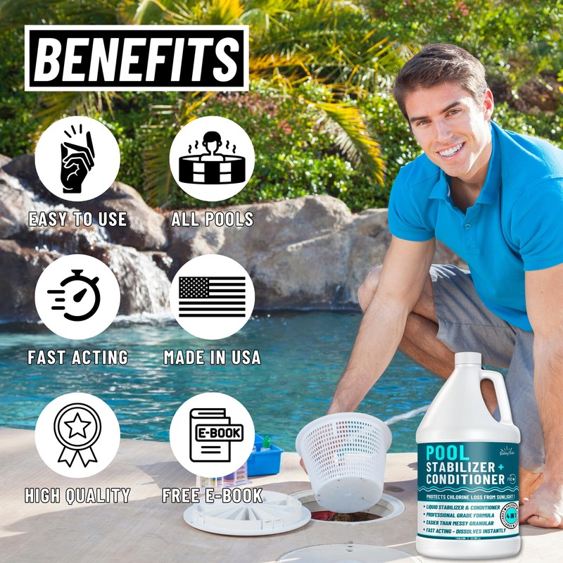 BubbyShine, Pool Stabilizer - Cyanuric Acid Pool Stabilizer, Liquid Chlorine