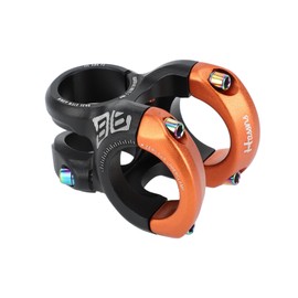 INFINAUTO Mountain Bike Stem Short Handlebar, 31.8mm Stem 40mm, Bicycle Road Bike MTB BMX Fixie Gear Cycling, 0-Degree Rise Cycles Short Stem, Black Orange, 1Pc