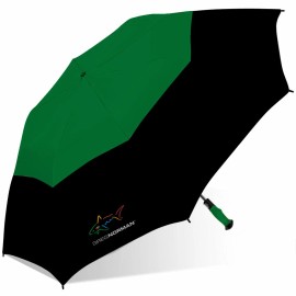 Greg Norman  Shark 56" Double Canopy Folding 2-Person Umbrella EC - Green & Black
