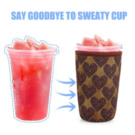 Occintex Reusable Insulated Cup Sleeve for Iced Coffee & Cold Drinks, Reusable Neoprene Beverage Holder, Medium 22-28oz