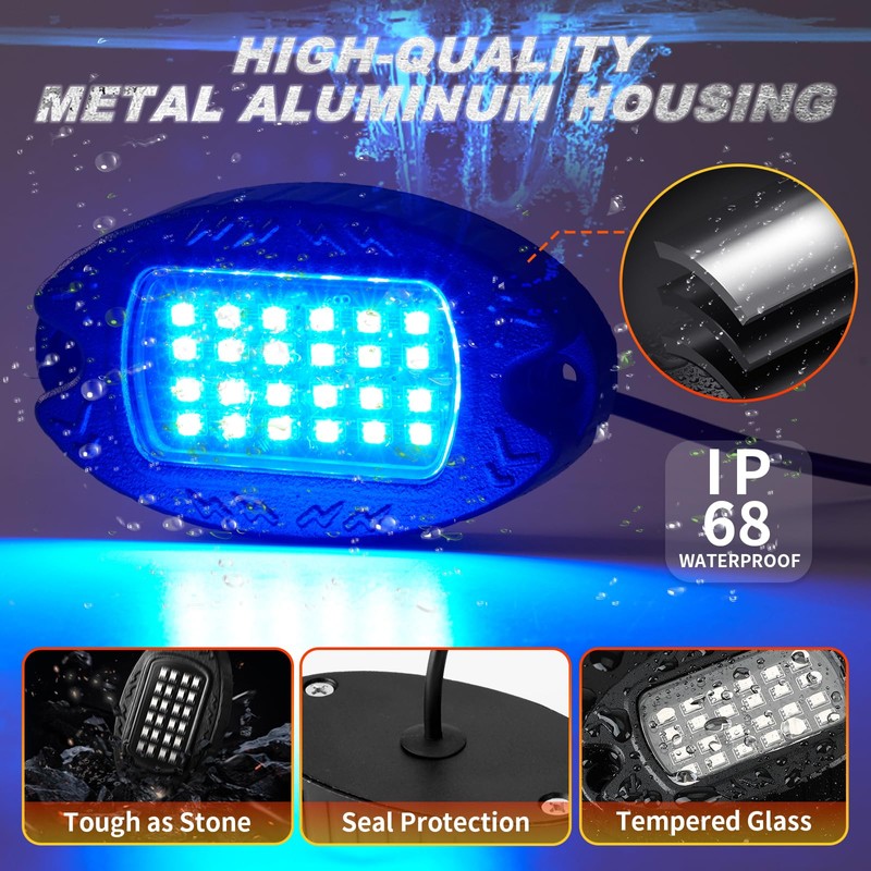4Pods Upgraded Segmented Metal RGB LED Rock Lights Kit with