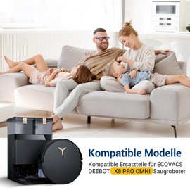 Bluearks Bluearks 19 St1ck Zubeh?rset f1r Ecovacs Deebot X8 Pro Omni/X8 Omni Saugroboter, 1 Hauptb1rste, 4 Filter, 4 Wischpad, 6 Seitenb1rsten, 6 Staubbeutel,X8 Pro Omni Ersatzteile