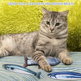 Catnip Fish Toys for Cats,3 Pack Catnip Toy Interactive Plush for Indoor Cats Toys - Scratch Chewing Teeth Grinding Pillow Cleaning Kick Bite Resistant for Kitten Toy